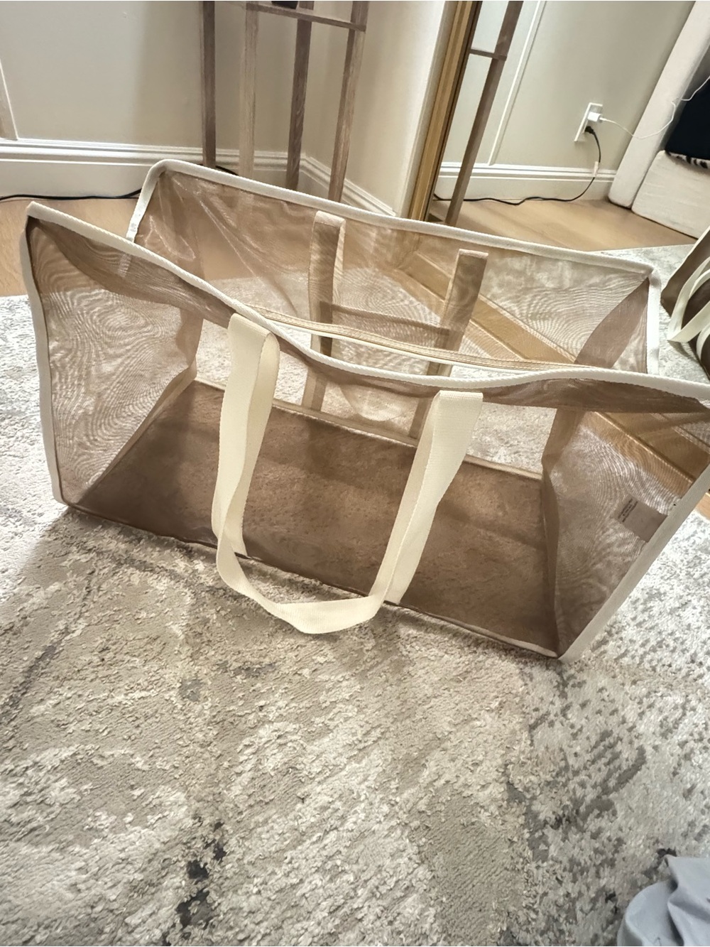 Target Beige Mesh Tote with Cream Handles
